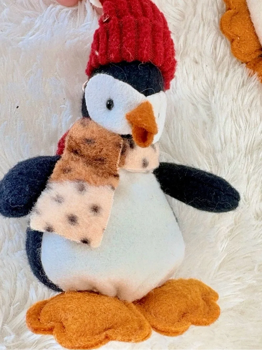 (3) Vintage 90s Plush Penguin Beanie Ornaments 7”